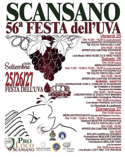 Festa dell’Uva a Scansano: al via la 56ª edizione tra vino, tradizioni e musica